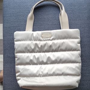 Kate Spade satin champagne puffer tote bag